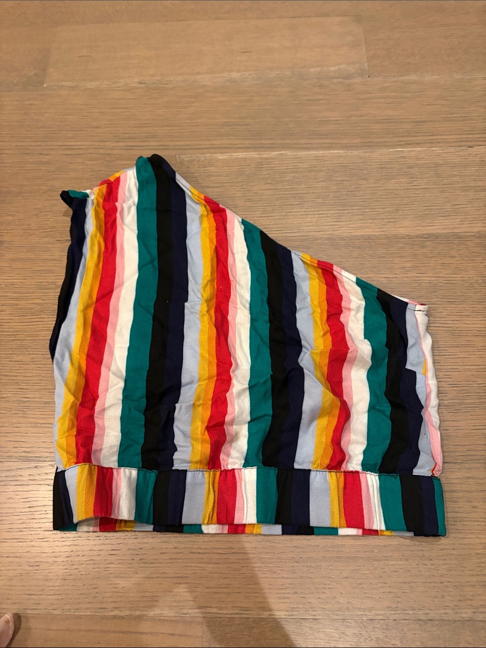 Revolve multicolor striped one shoulder top with elastic hem